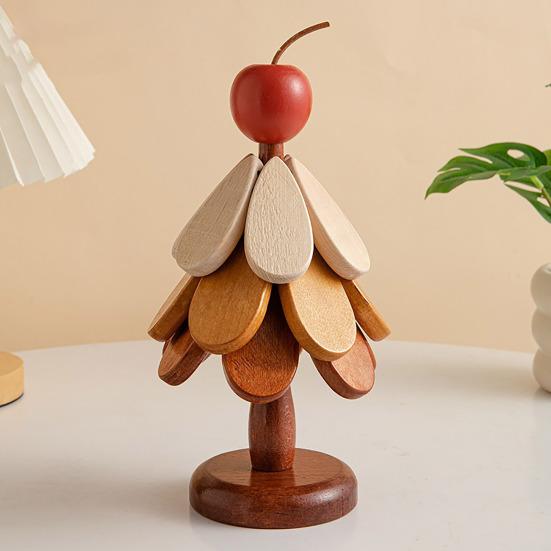 Yousheng 3Pcs Wooden Christmas Tree Trivets for Hot Dishes Heat Insulation Placemat Desktop Protection Mat Creative Tree Shape Coaster Table Decor