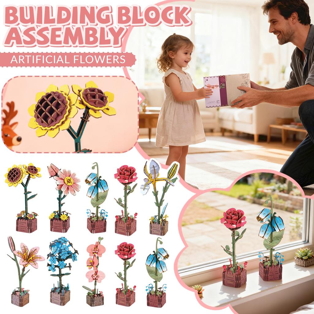 Diy Material Kits For Simulated Roses, Handcrafted Wooden Children'S , 3d Puzzles
