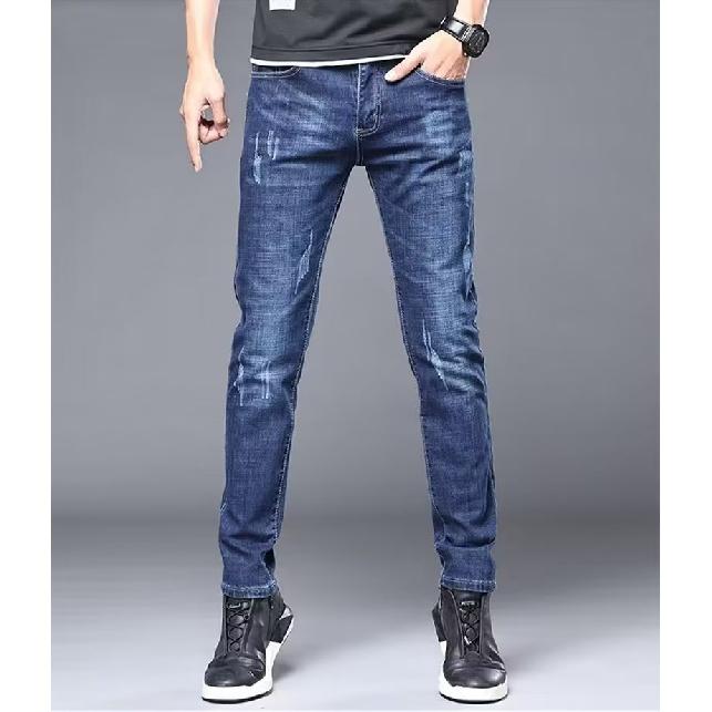 Джинсы мужские летние эластичные универсальные облегающие брюки деловые повседневные универсальные длинные брюки облегающие прямые брюки мужские