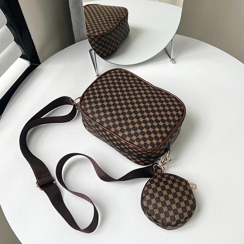 Винтажная трендовая квадратная сумка через плечо с небольшим узором из искусственной кожи, женская сумка через плечо