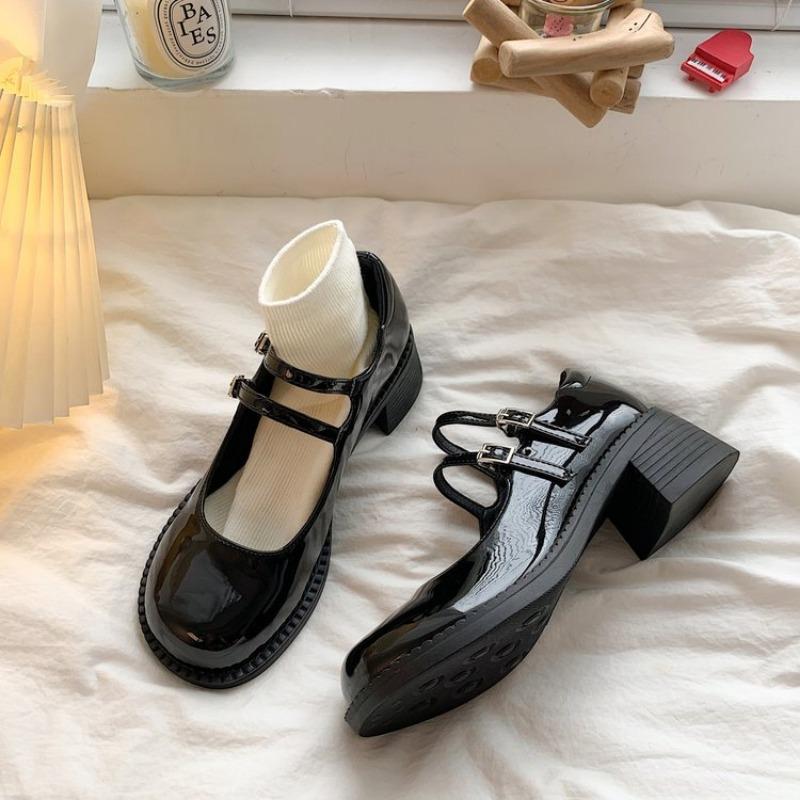 Мода 2024 черный Женские туфли на высоком каблуке летние мокасины Модные криперы женские лоферы Женские туфли на платформе из искусственной кожи туфли мэри джейн