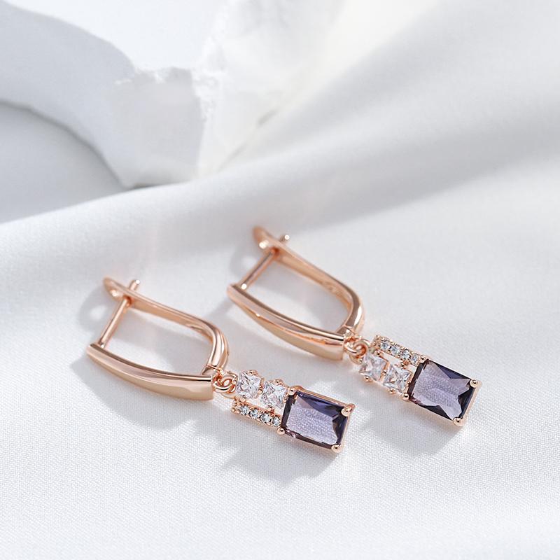 Элегантные висячие серьги с фиолетовым цирконием для женщин, винтажные одинаковые ювелирные изделия, модные подарки