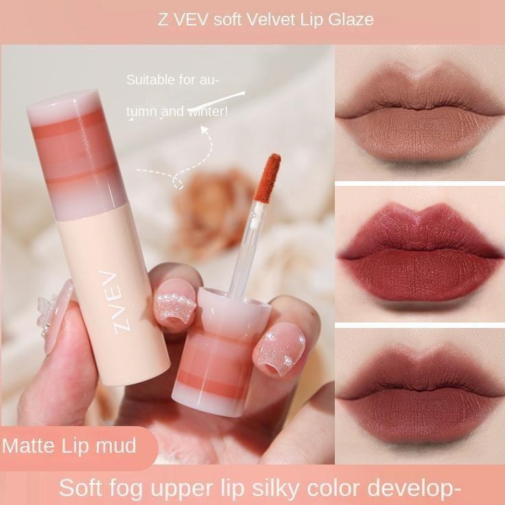 New Velvet Matte Mist Lip Glaze Waterproof Lipstick Moisturizing and Hydrating Lip Mud Natural White Brightening Lip Balm Lasting Set Women's Makeup