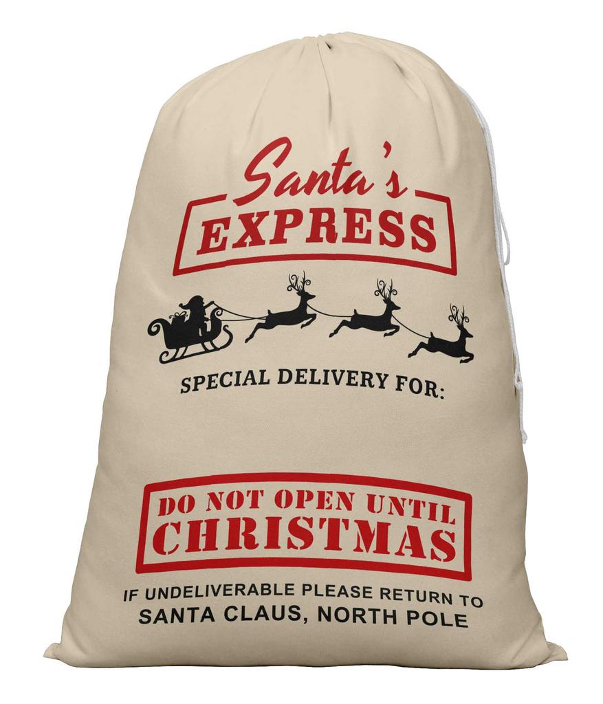 Printtoo Упаковка из 2 специальных рождественских мешков со шнурком, очень большого размера, для многоразового хранения рождественских подарков, 27x20 дюймов