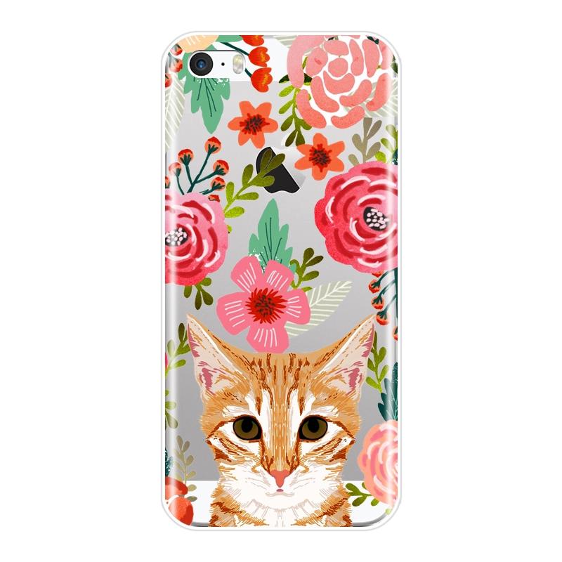 Чехол для телефона для Apple iPhone 4 4S 5 5C 5S SE, силиконовый чехол с цветком, мопс, собака, кошка, фламинго, лиса, олень, мягкая задняя крышка для iPhone 4 5 S