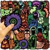 50-Piece Neon Halloween 2 Decorative Retro Cartoon Stickers - DIY Decals for Phone Cases, Skateboards & Toy Decor