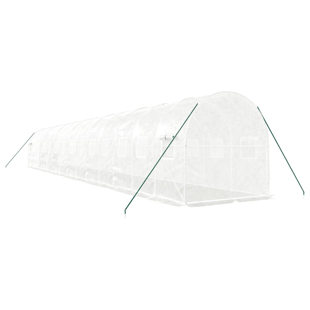 Greenhouse with Steel Frame White 28 m² 14 x 2 x 2 m