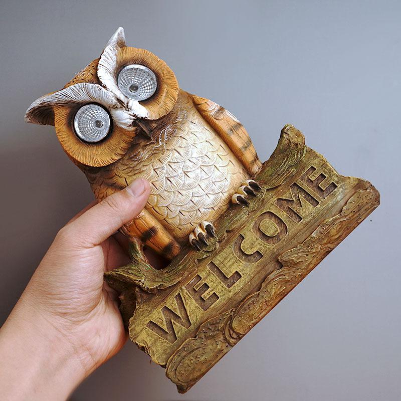 Retro Store Door Sign Hanging Welcome To Owl Decoration Courtyard Solar Lighting Landscaping Decoration Ornaments