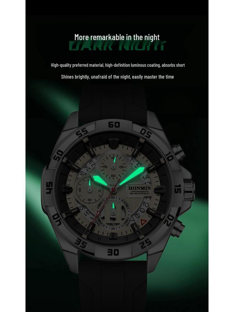 Мужские наручные часы HONMIN для активного отдыха - Люминесцентные, Водонепроницаемые, Большой циферблат