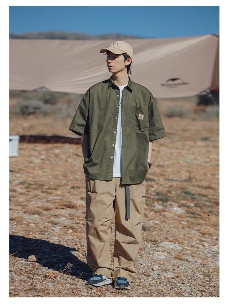 Стильная свободная рабочая рубашка с коротким рукавом в стиле ретро 2024 года - Японский и Гонконгский тренд