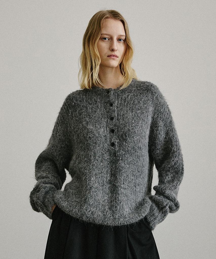 ARTID Alpaca Henry Button Knit_Grey