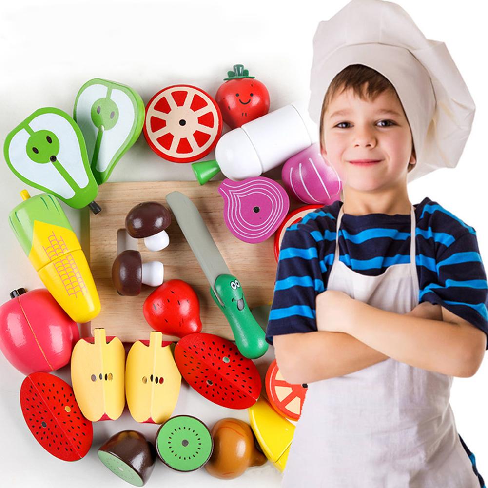 16Pcs Set Kids Imitating Fruit Vegetable Kitchen Cutting Cooking Toy Early Education