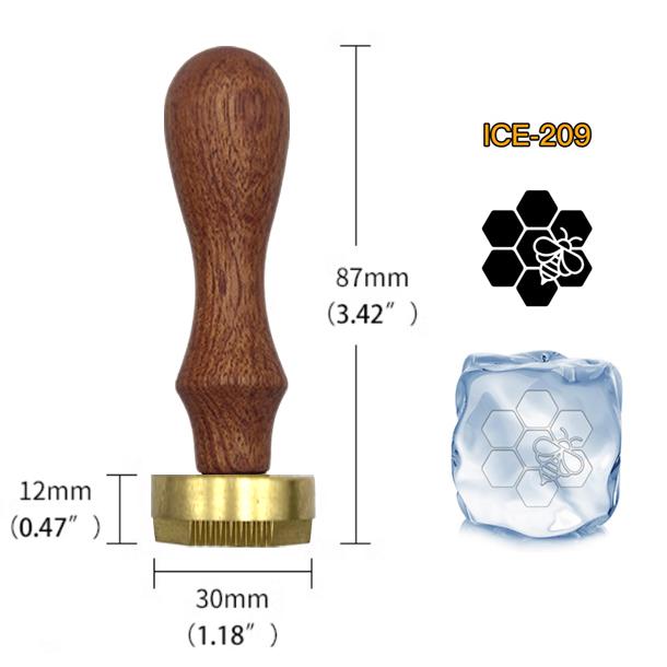 Ice Stamp With Removable Brass Head & Wood Handle - Vintage 1.18" Branding for Cubes, Cocktails, Whiskey, Mojito Drinks - Bar Making DIY Crafting