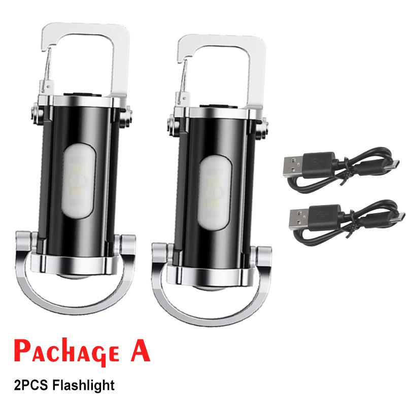 Mini EDC Keychain Flashlight-COB Work Light, Portable Emergency Lamp Handheld Flashlight for Hiking,Self-Defense Safety Lighting