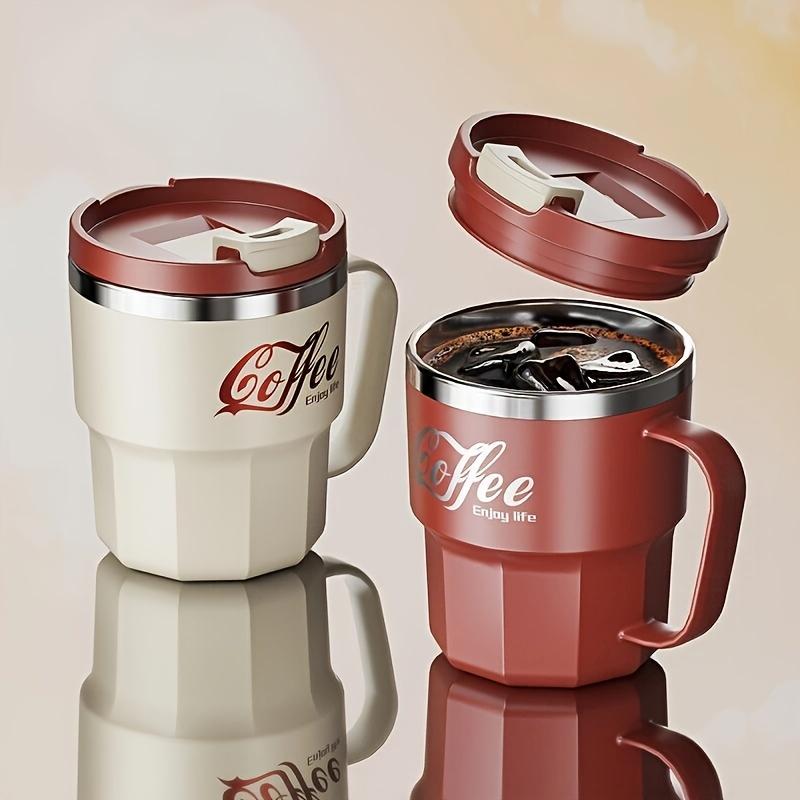 Double-wall insulated coffee mug with lid, leakproof for hot & cold drinks, perfect holiday gift