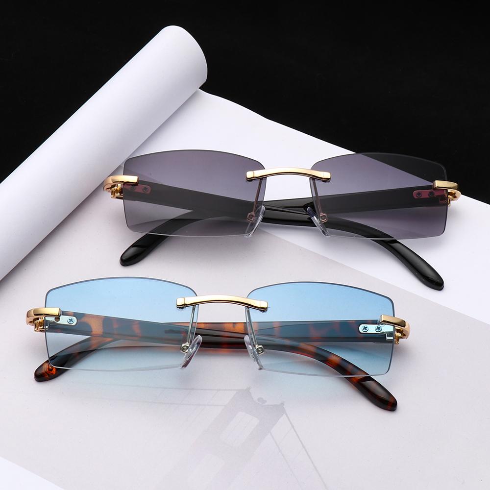 Gradient UV400 Punk Sunglasses Driving Sun Glasses Rimless Rectangle Sunglasses Fashion Shades