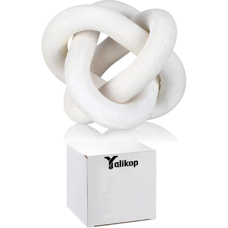 Yalikop 3 Link Wood Knot Decor - Hand Carved Coffee Table Decoration, Boho Chain Link Decor, Modern Shelf, Rustic Objects for Home Living Room