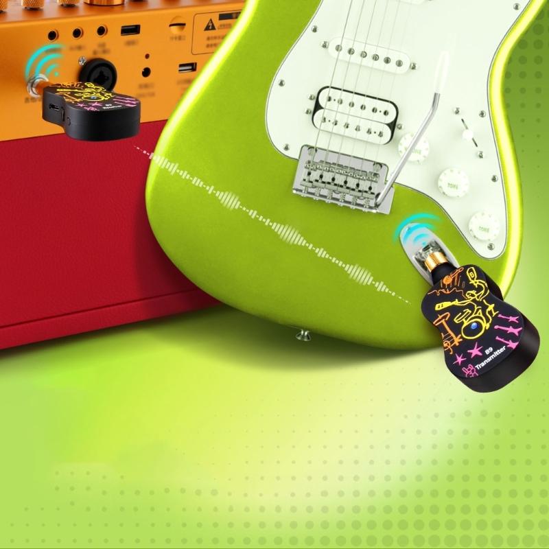 Guitar Wireless Systems 4Hours Runtime Wireless Guitar Transmitter Receiver Rechargeable Digital Guitar Wireless Systems