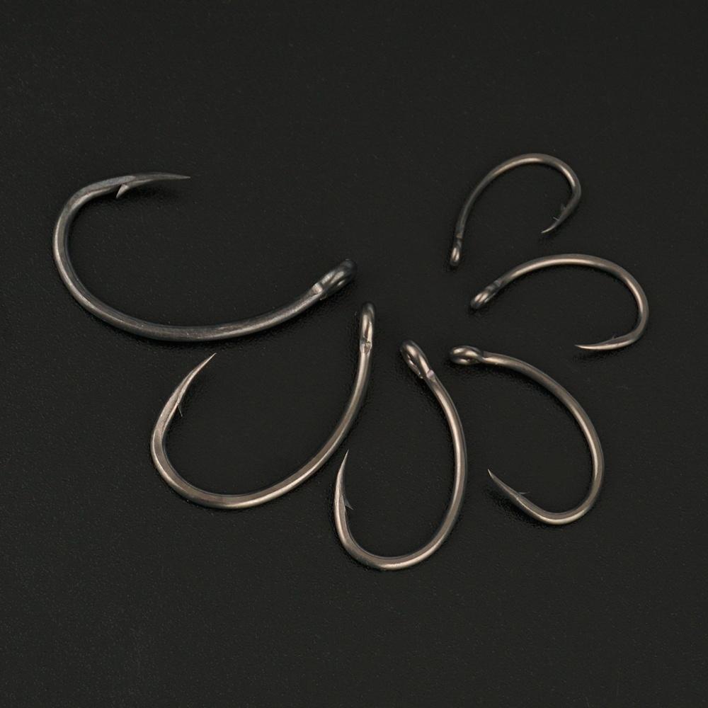 Hirisi 50/100 шт. Крючки для карповой ловли с покрытием PTFE Стальные крючки с бородкой В коробке 8011 Рыболовные аксессуары