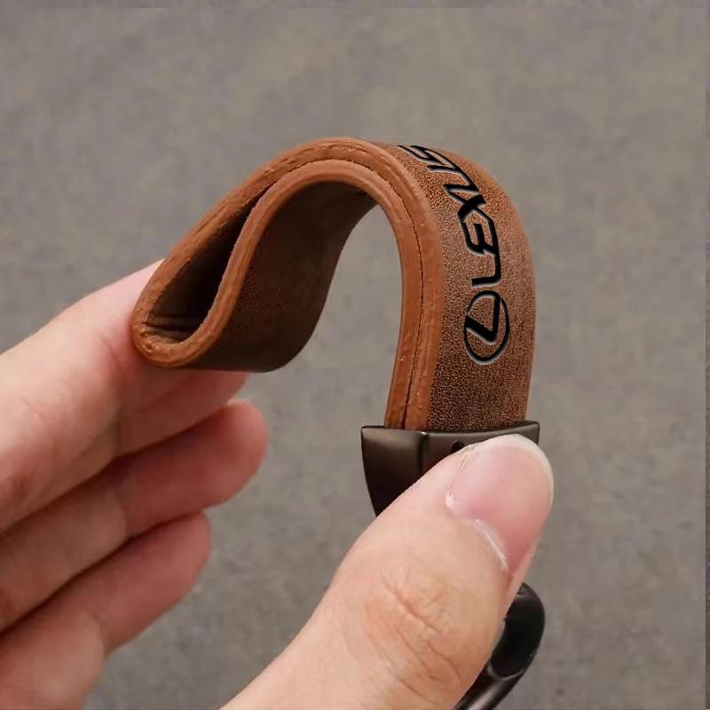 csgpkv1 Car Keychain Cowhide Leather Key Rings Waist Buckle Carabiner For Lexus F-SPORT ES RX NX LS UX LM LX GX LC RZ IS CT GS RC HS SC