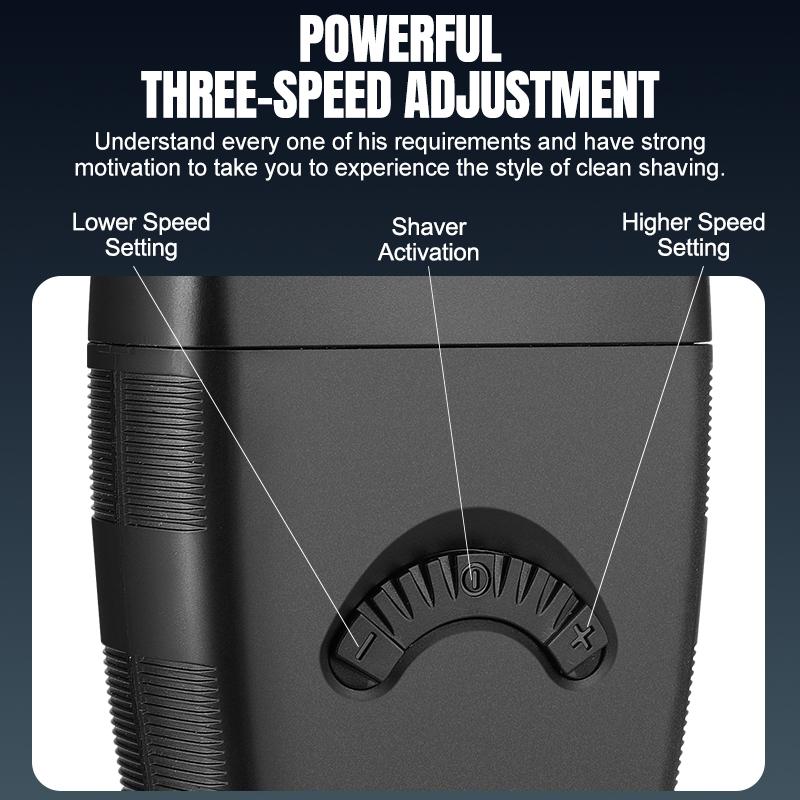 Professional Hair Clipper Beard Shaver Self-service Haircut Bald Shaving Machine Waterproof Three-speed Long Battery