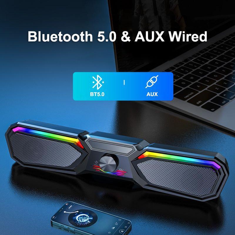 Беспроводная музыкальная колонка объемного звучания - 5.0 Bluetooth, объемный 3D-звук, цветной светодиод, клеточное охлаждение, подходит для домашних вечеринок на открытом воздухе