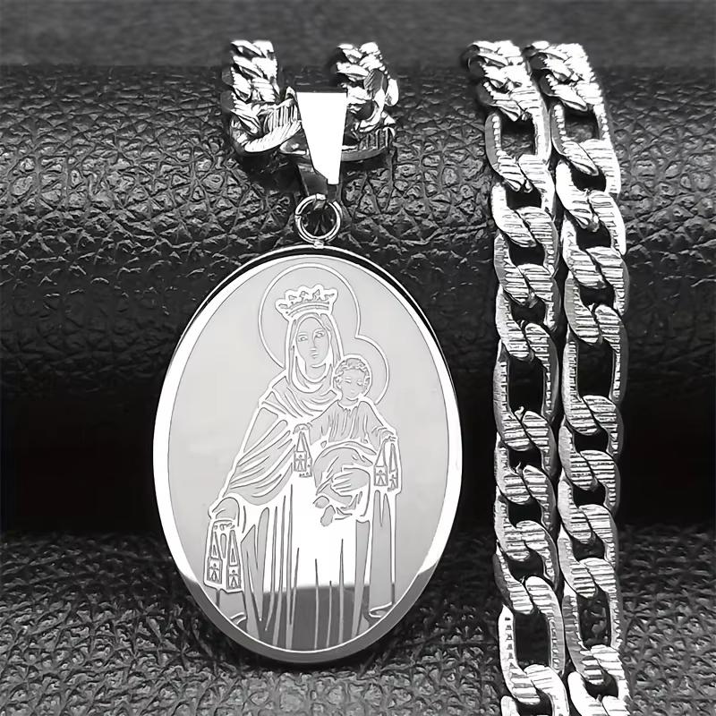 Classic Virgin Mary Pendant Necklace for Women Men Stainless Steel Gold Plated Catholic Mother Mary Necklaces Jewelry NZZZ140S05