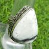 Дендритовый опал Драгоценный камень 925 пробы с серебряным покрытием Антикварное винтажное кольцо США SZ 8 Ювелирные изделия AVRF70
