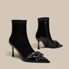 Fashion Women Punk High Heels Shoes Trend Chelsea Ankle Woman Boots 2025 Winter New Pointed Toe Stilettos Fashion Short Botas Pumps