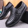 Sandals Men'S Leather Breathable Father Shoes Soft Sole Non-Slip Hollow Hole Shoes Thick Sole Wear-Resistant Cool Leather Shoes