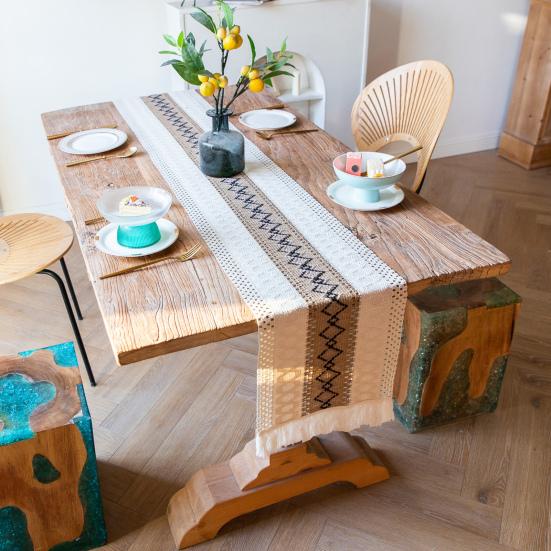 Настольный бегун с кисточками, полый дизайн, защитная скатерть для украшения обеденного стола, фермерского дома