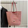 Commute Stripe Canvas Bag Striped Handbag Trendy Cloth Shoulder Bag  Girls