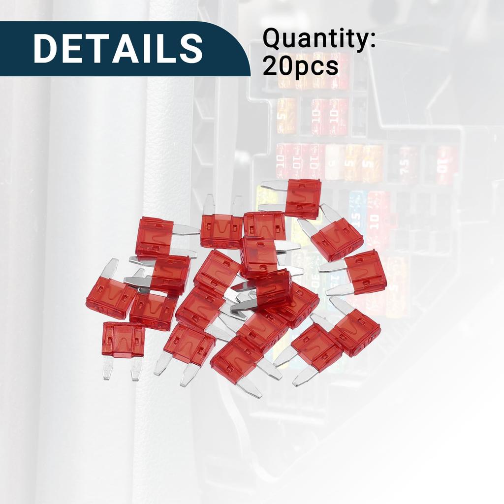 uxcell Автомобильный предохранитель Тип предохранителя 10А Мини-предохранитель Прочный Защита от короткого замыкания Красный 20 шт.