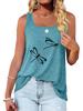 Women Fashion Round Neck Printed Tank Top Summer Casual Sleeveless T-shirt