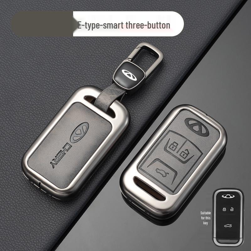 Чехол для ключа автомобиля Chery: Подходит для Tiggo, EQ1, QQ Ice Cream, Arrizo E - Маленький, Прочный металлический корпус с подвесной пряжкой