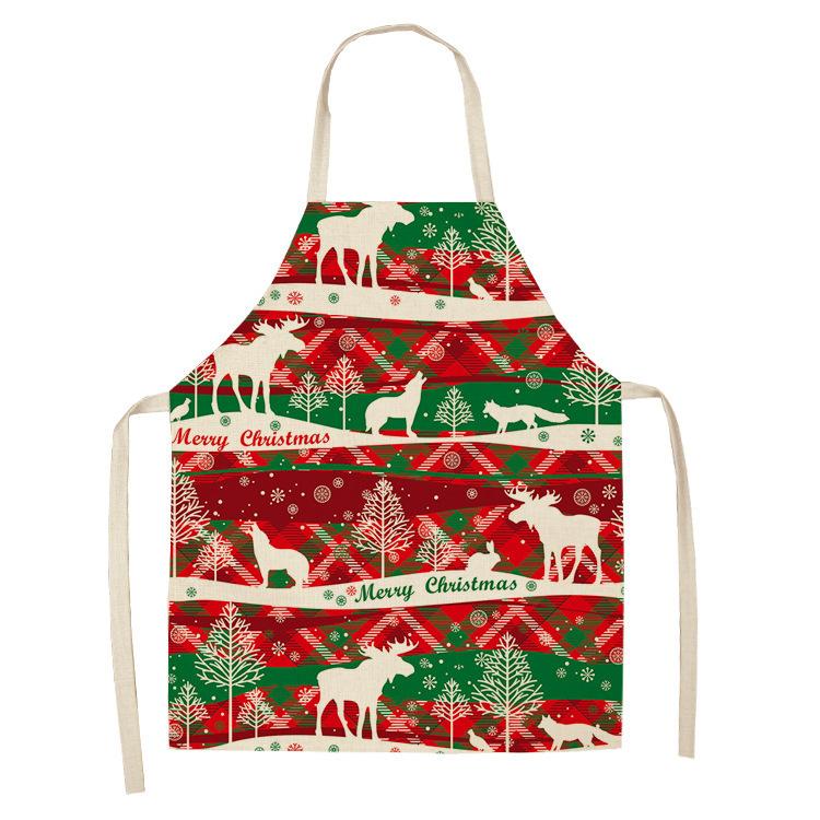 New cartoon Christmas sleeveless printing sleeveless apron home waterproof kitchen dust protection