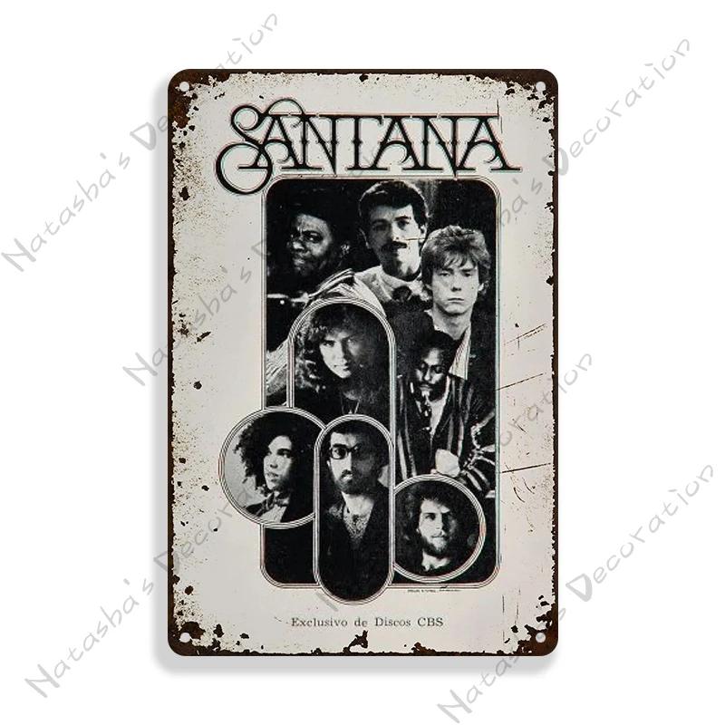 Rock Band Santana Decorative Plate Metal Poster Garage Club Metal Tin Sign Metal Plaque Wall Plate Man Cave Club Wall Decor