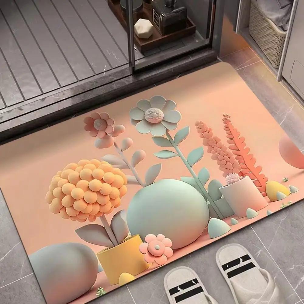 Прочный 3D коврик для ванной из диатомита, впитывающий, противоскользящий, для душа, прихожей, напольный коврик для ванной, дверь