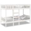VidaXL Bunk Bed White 75x190 Cm Solid Pine Wood, Low Bunk Bed Frame, Bedroom Furniture 3308608