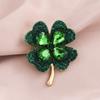 Clover Brooches For Women Green And Red Color Pin Peace And Health Plant Jewelry