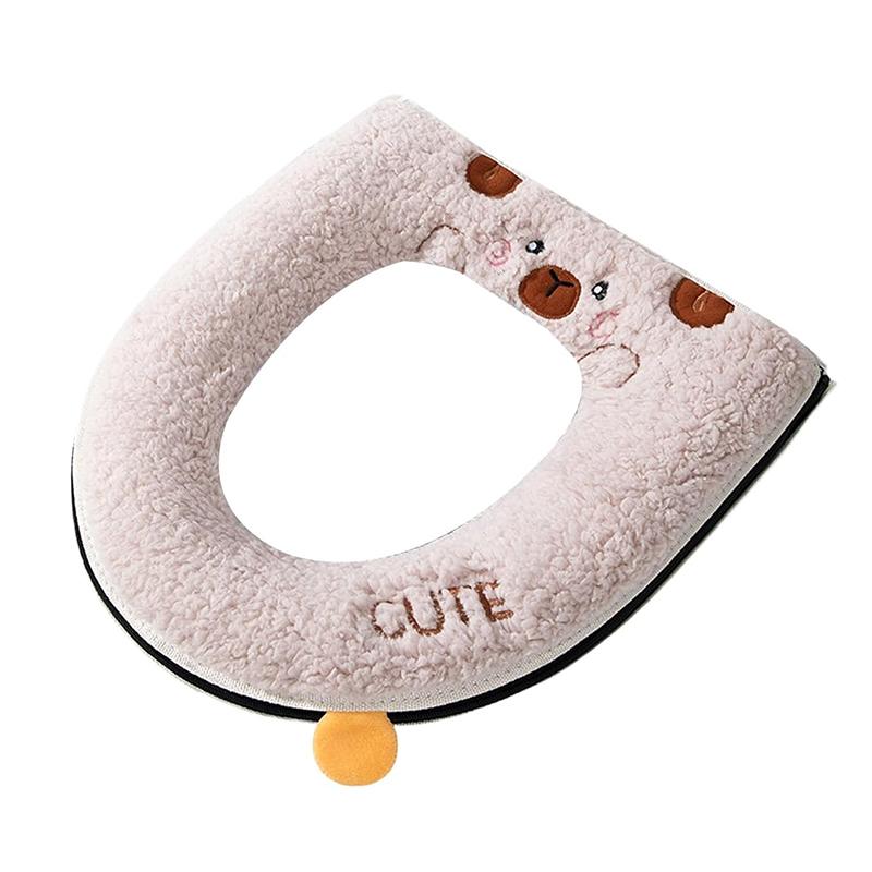 Зимняя теплая накладка на сиденье унитаза с рисунком мультяшного медведя, утолщенная подушка, незаменимая вещь для ванной, безопасная для детей, мультяшная крышка