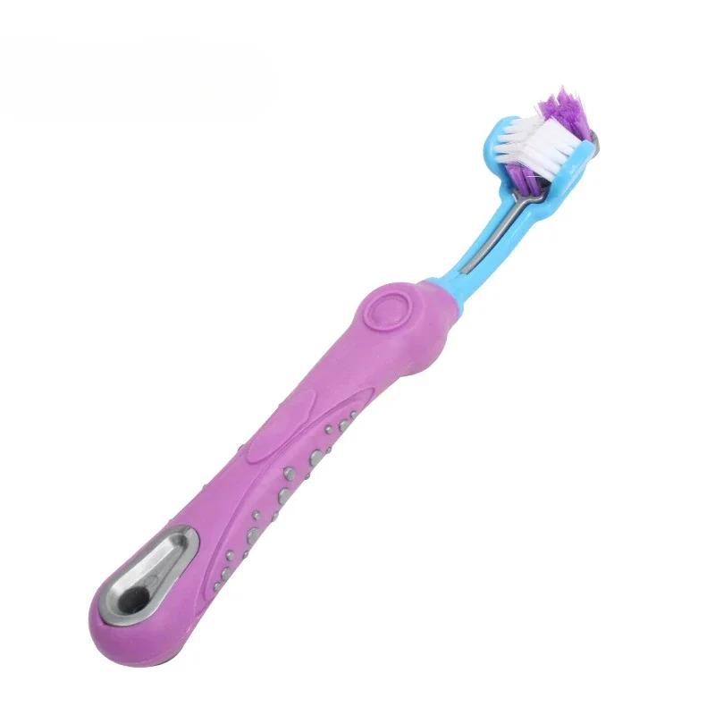 Three Sided Pet Toothbrush Three-Head Multi-angle Toothbrush Cleaning Dog Cat Brush Bad Breath Teeth Care Tool