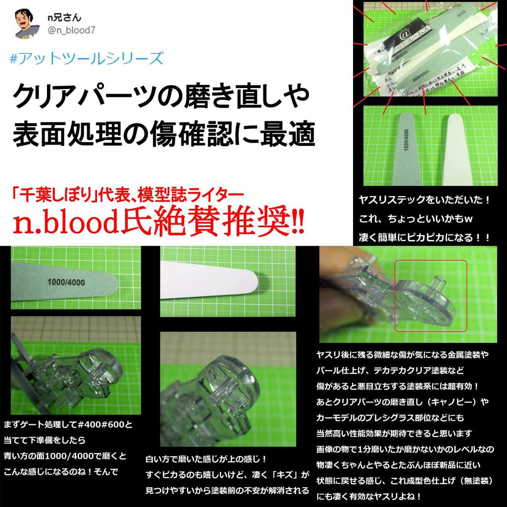 @ROOMS AtTool Series Gate Finisher Starter Set, Glass File Shiner, 7-Step, for Gate Processing of Plastic Models and Gunpla