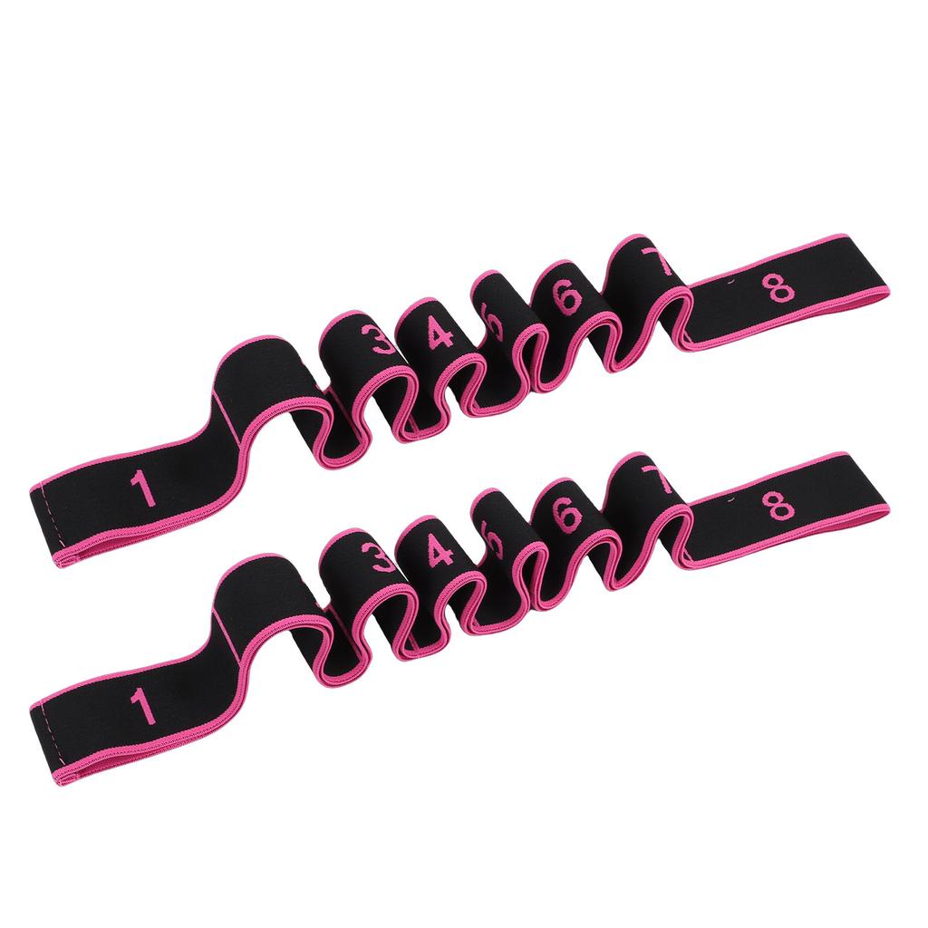 2PCS Stretching Strap with Loops 8 Segment Fitness Stretch Band for Stretching Equipment Exercise Flexibility Pink