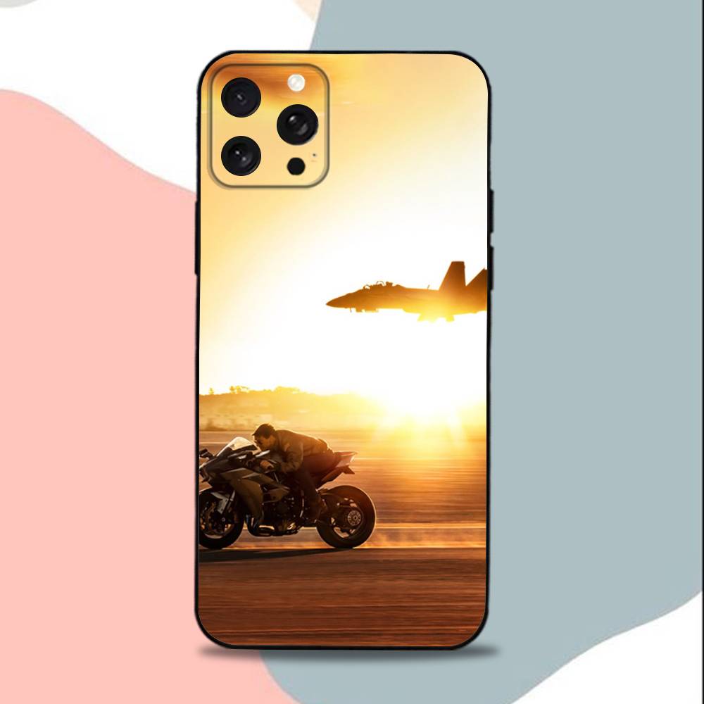 Чехол для телефона T-Top G-Gun Maverick-ES для iPhone 15,13,16,12,11,17,14,Plus,Pro,Max,XS,XR,X,SE,Mini, Мягкий силиконовый черный чехол