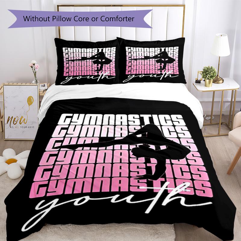 3pcs gymnastics Bedding Set Duvet Cover Closure Includes 1 Duvet Cover & 2 Pillowcases, Soft and Comfortable for All Seasons.