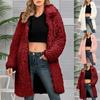 Womens  Solid Color Lapel Faux Coat Top Women's Mid-Length Plush Coat
