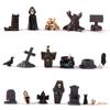 Mini 3D Horror Halloween Raven Tombstone Skull Series Resin Hallowmas Doll House Diy Accessories