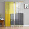 Oil Painting Style Abstract Geometric Yellow Sheer Curtains for Living Room Decor Window Curtains Kitchen Tulle Voile Curtains