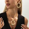 Модный нерегулярный круглый кулон, набор украшений, золото, серебро, цвет, полый, ожерелье, серьги для женщин, Ins, легкая роскошь, очаровательные украшения, подарок